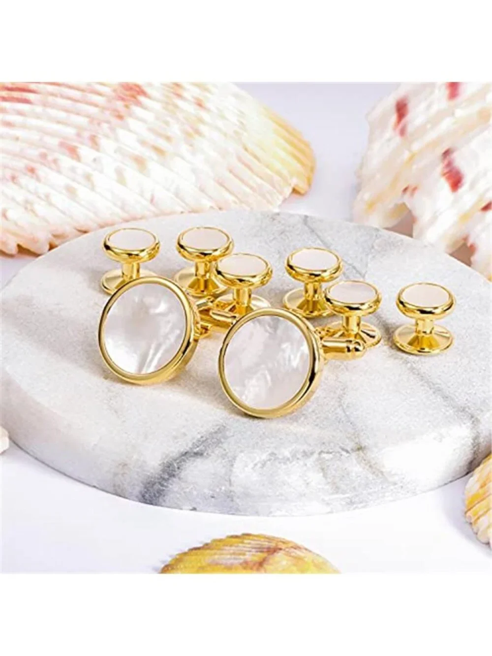 Men's Mother-of-Pearl Tuxedo Shirt Button and Cufflink Set
